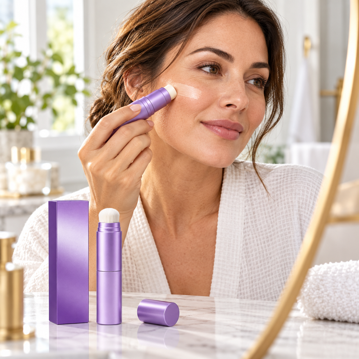 2-in-1 Complexion Makeup Stick with Blending Brush